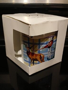 Plaid Wildlife Ceramic Mug - Blue